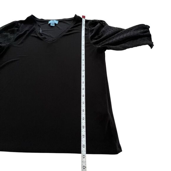 CeCe Black Sheer Swiss Dot Sleeve Blouse - Picture 7 of 10